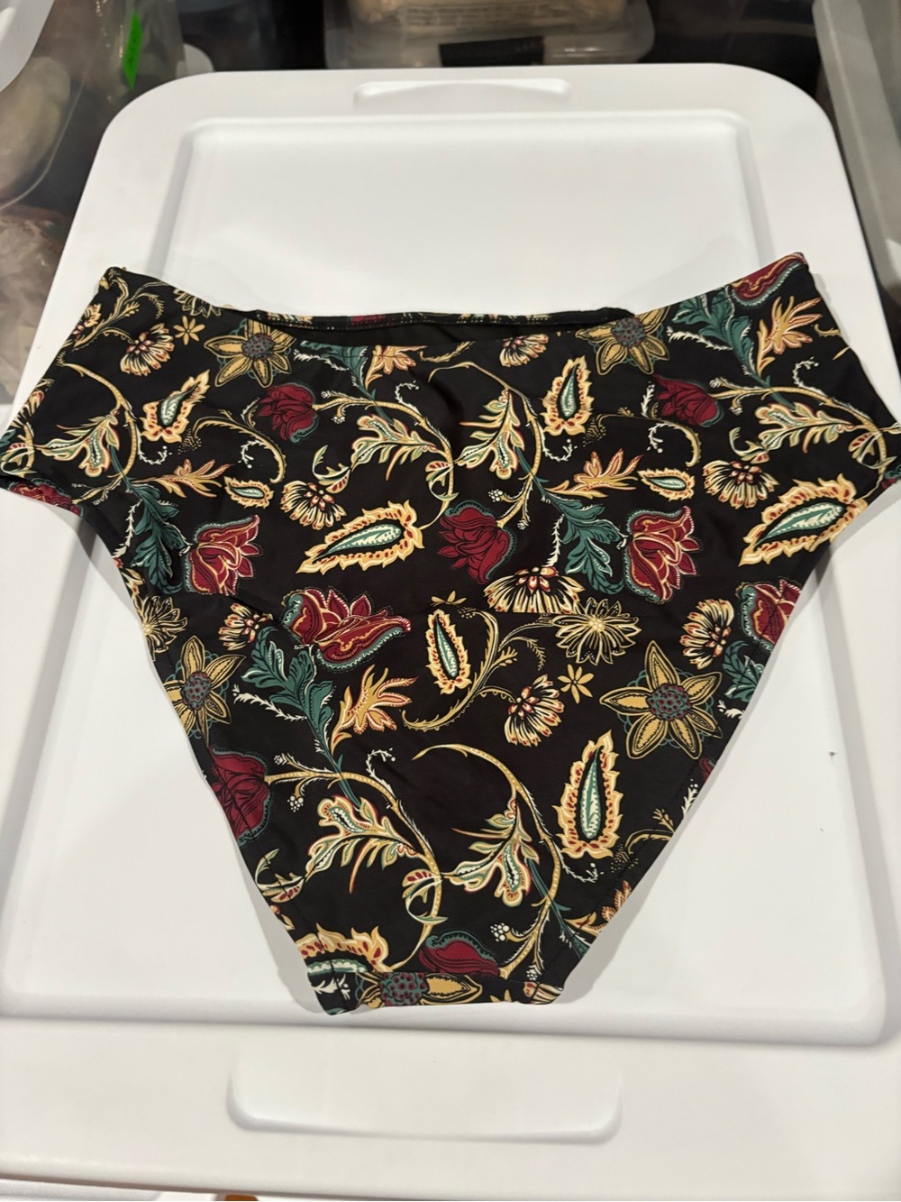 Black Floral Ruffle V-Neck Bikini Set - Picture 6 of 9